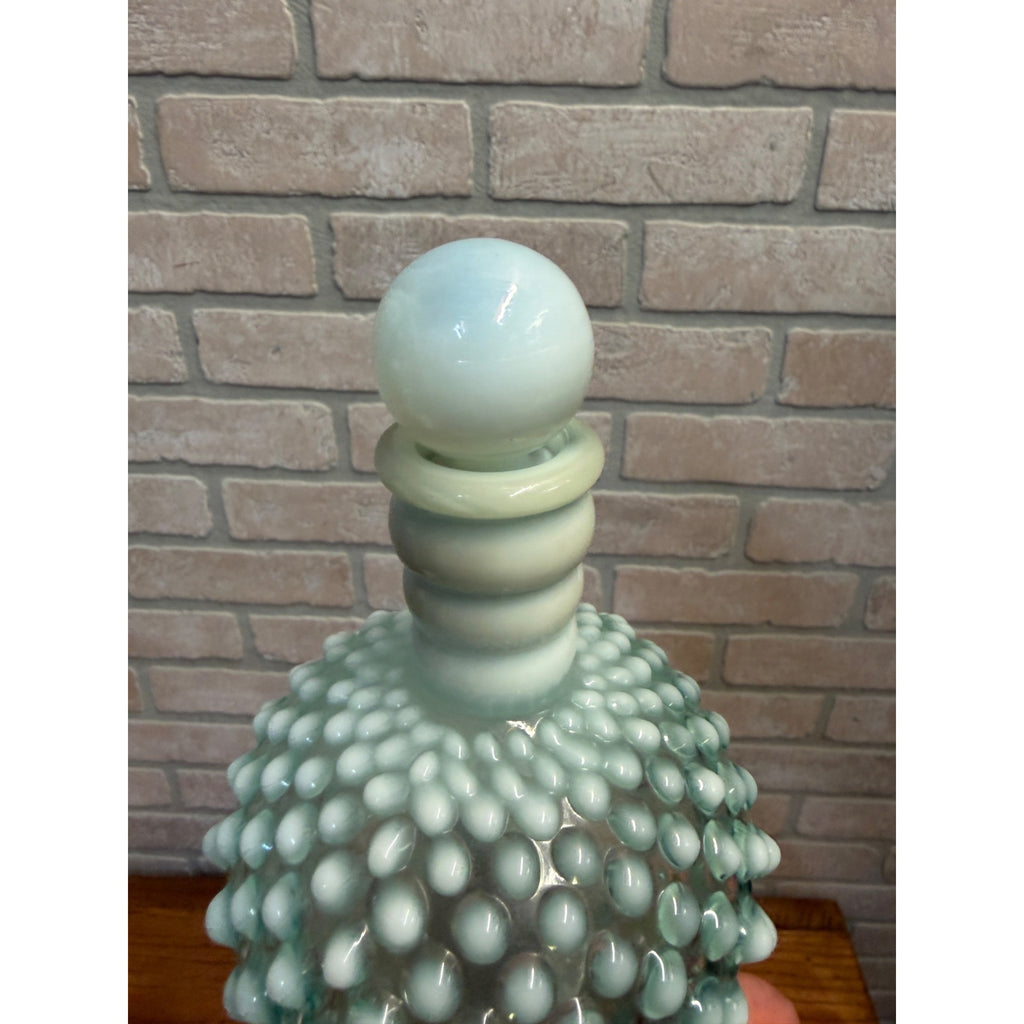 Vintage Fenton Hobnail Opalescent Aqua Blue Perfume Cologne Bottle Moonstone