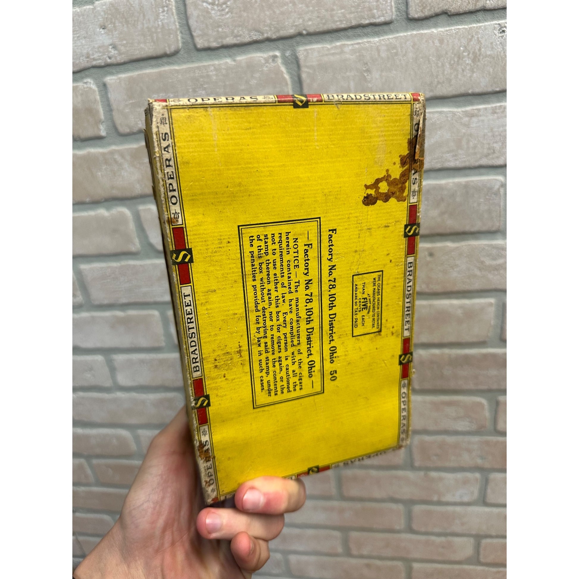 Vintage Bradstreet Operas Cigar Box Advertising Display Tobacco Ohio