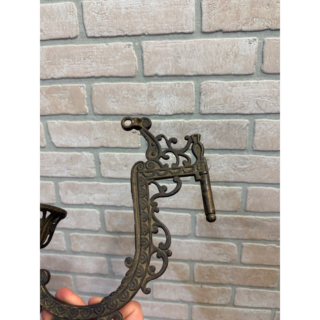 Antique Ornate Cast Iron Wall Mount Swing Arm Oil Lamp Holder - Holder only, no bracket