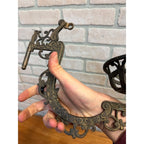 Antique Ornate Cast Iron Wall Mount Swing Arm Oil Lamp Holder - Holder only, no bracket