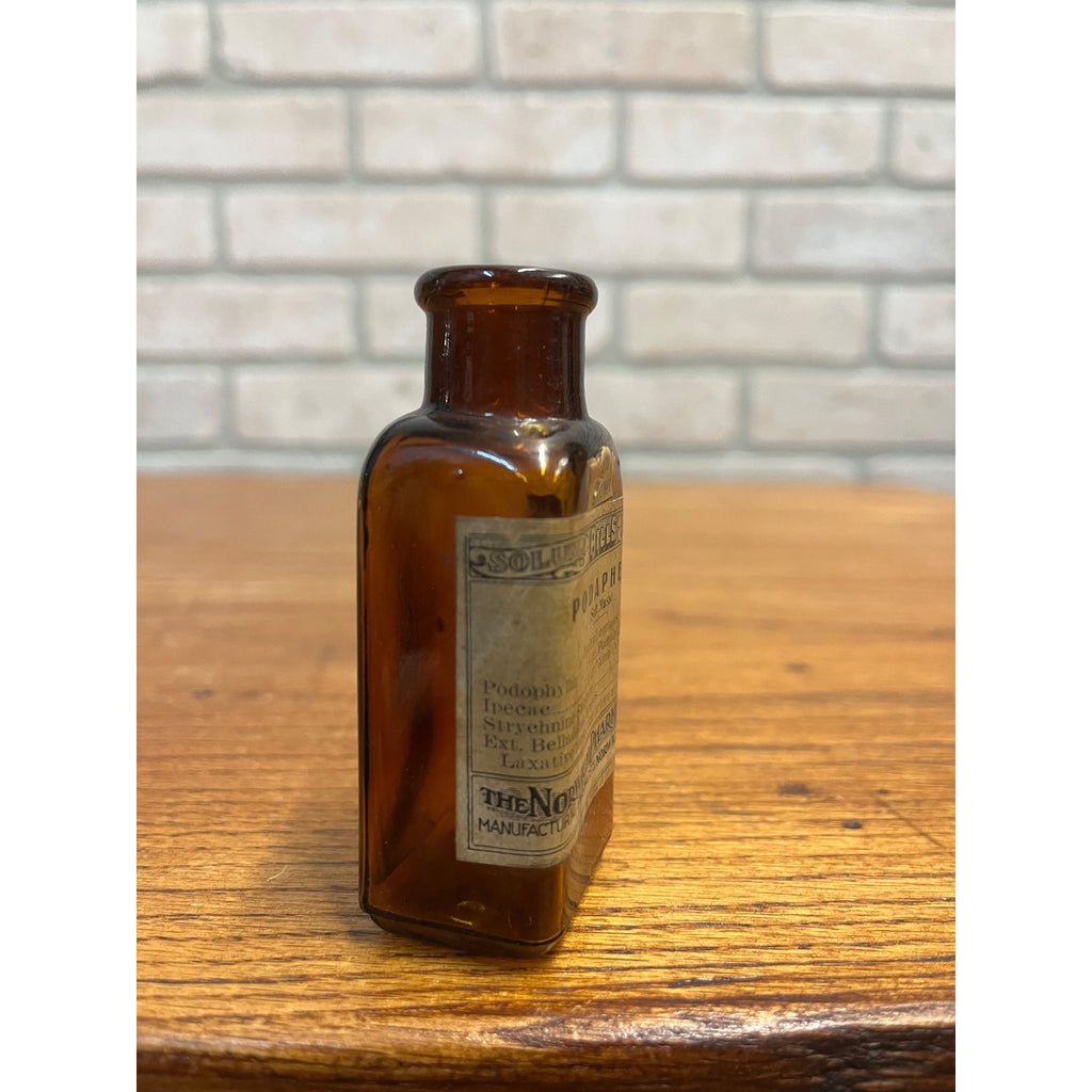 Antique Early 1900's Norwich Pharmacal Co. Podaphen Pills Medicine Bottle