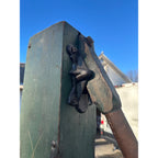 Early Antique Wooden Water Pump Green Primitive Original