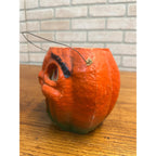 Vintage Halloween Paper Mache Jack O Lantern JOL Crazy 6" w/ Insert