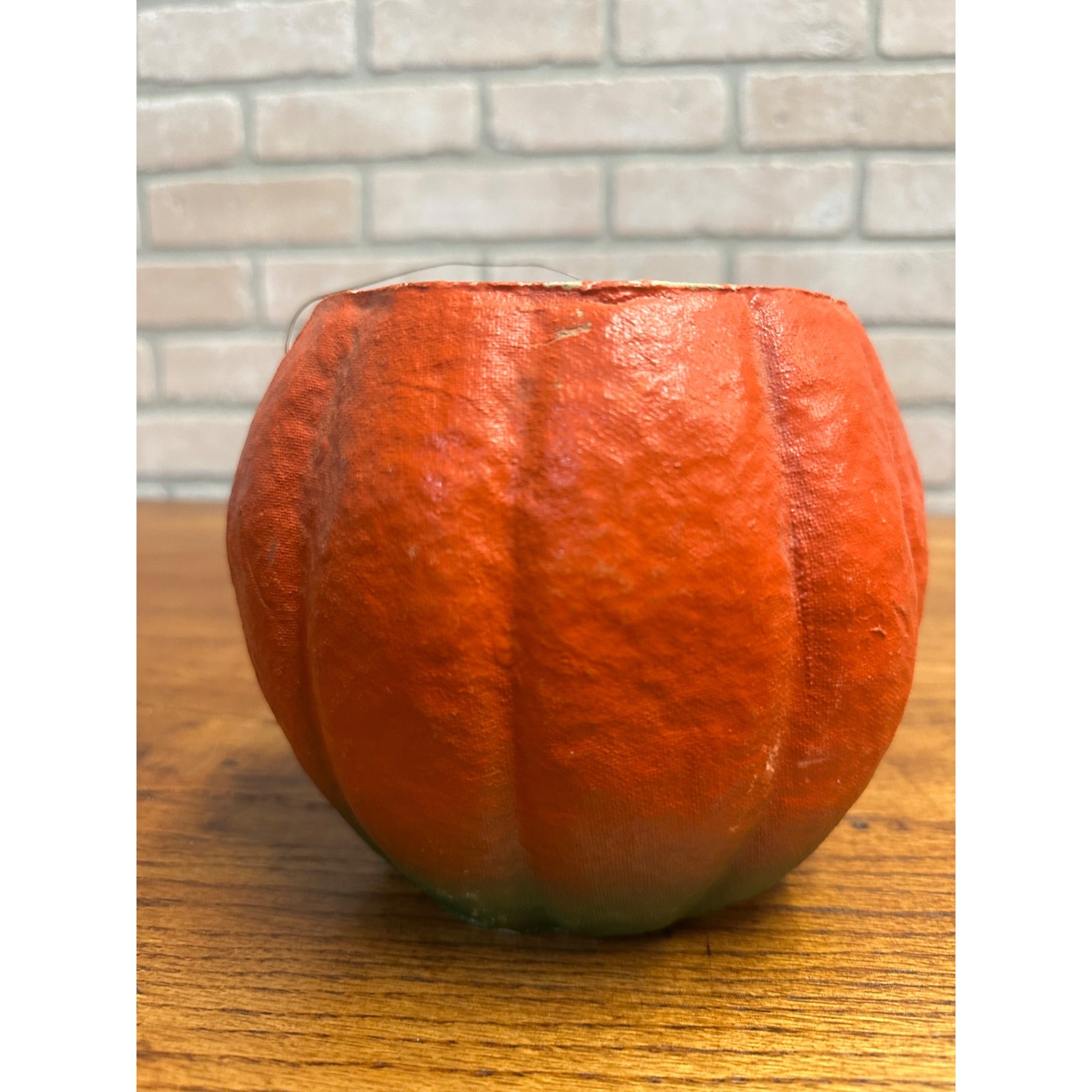 Vintage Halloween Paper Mache Jack O Lantern JOL Crazy 6" w/ Insert