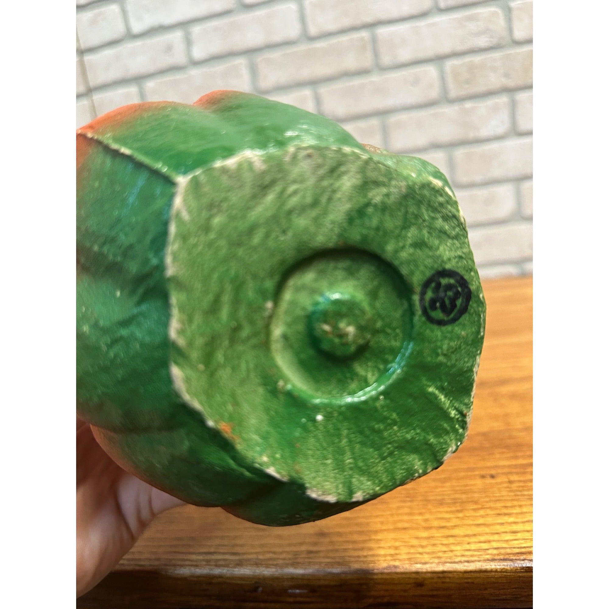 Vintage Halloween Paper Mache Jack O Lantern JOL Crazy 6" w/ Insert