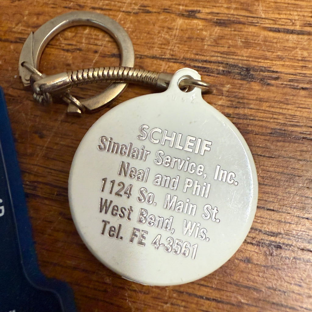 Vintage West Bend Wisconsin Advertising Keychains Oldsmobile Sinclair Oil