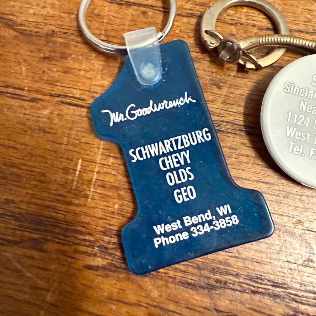 Vintage West Bend Wisconsin Advertising Keychains Oldsmobile Sinclair Oil