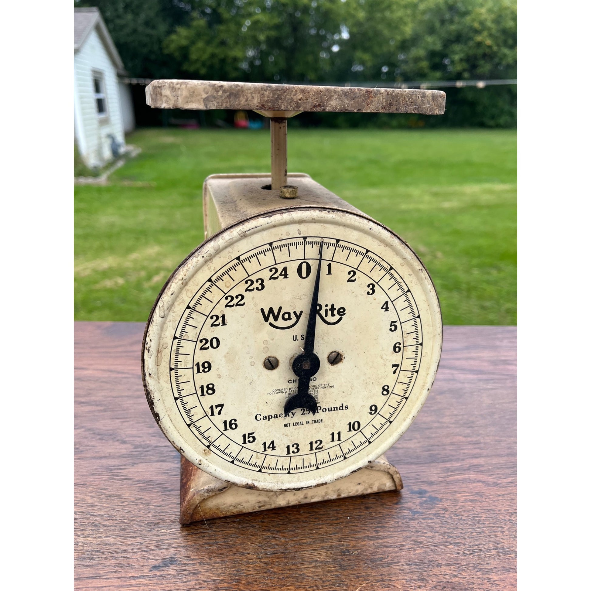 Vintage Way Rite 25lb Mercantile Scale Farmhouse Rustic Antique Old White