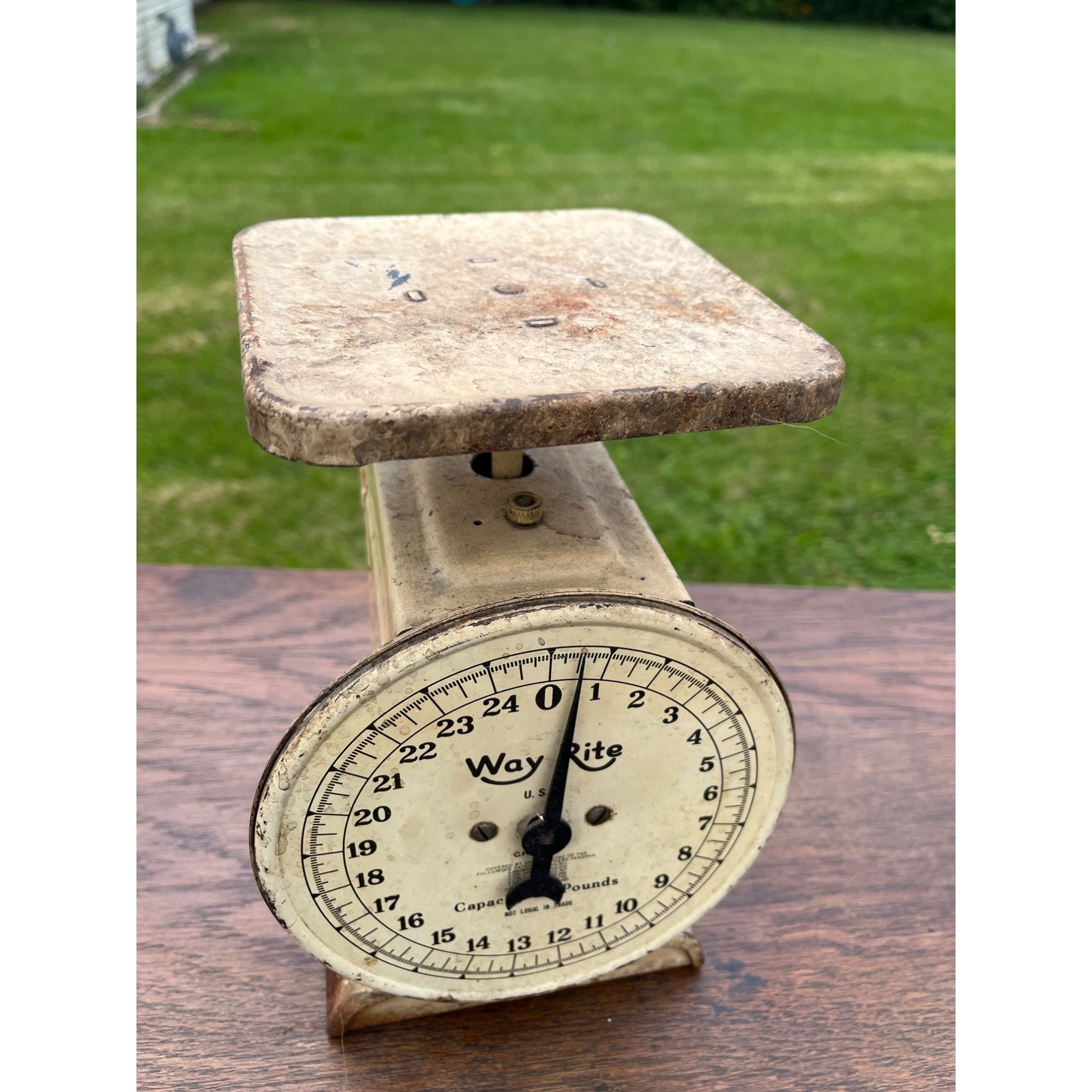 Vintage Way Rite 25lb Mercantile Scale Farmhouse Rustic Antique Old White