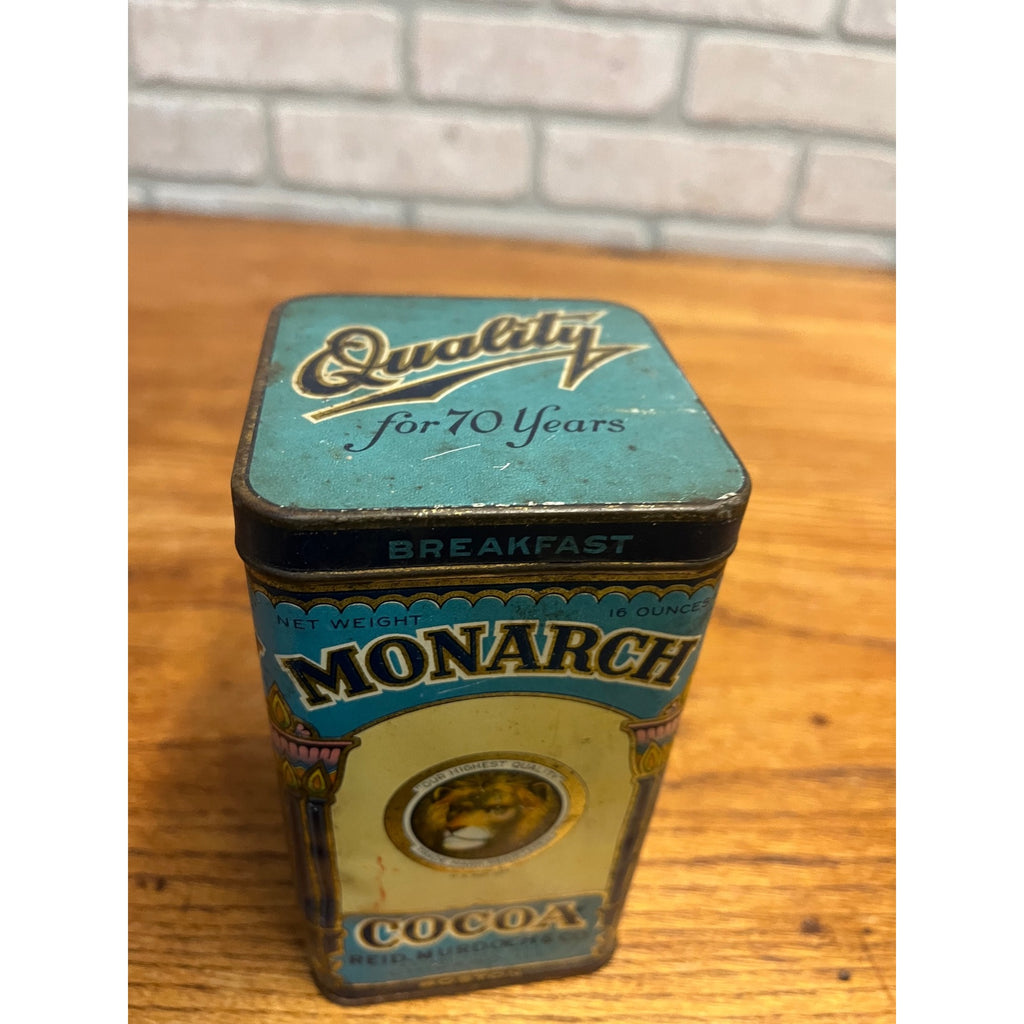 Vintage Monarch Breakfast Cocoa Advertising Kitchen Tin Can 6"