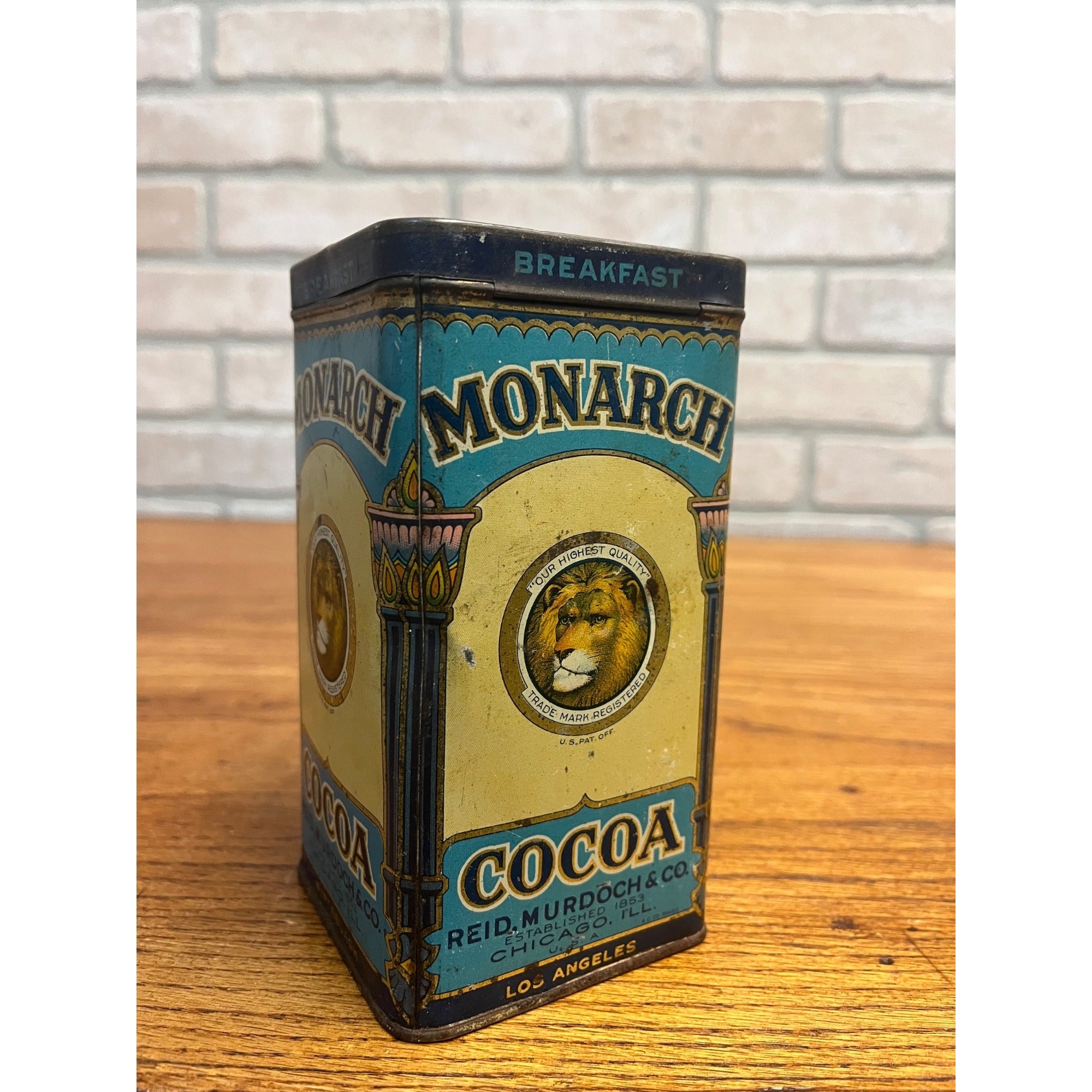 Vintage Monarch Breakfast Cocoa Advertising Kitchen Tin Can 6"