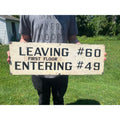 Vintage Industrial Factory "Elevator Leaving" Sign Metal Steampunk Steel