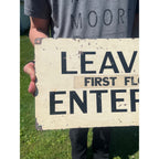 Vintage Industrial Factory "Elevator Leaving" Sign Metal Steampunk Steel