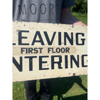 Vintage Industrial Factory "Elevator Leaving" Sign Metal Steampunk Steel
