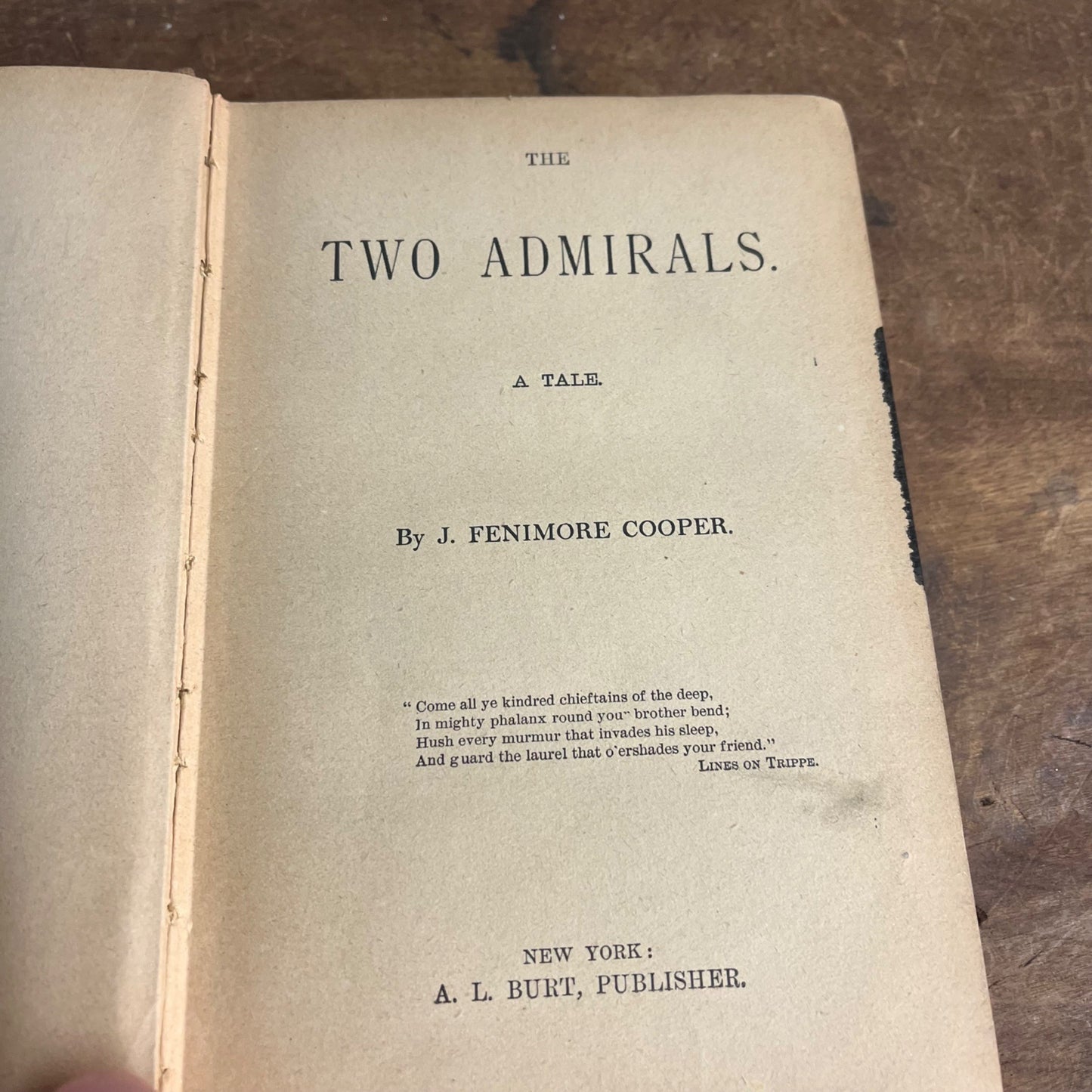 Antique The TWO ADMIRAL'S by J. Fenimore Cooper a.l. burt publisher Book