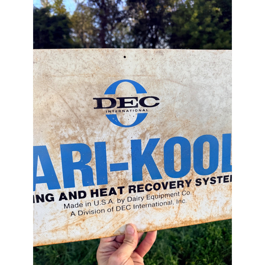 Vintage Metal Dari-Kool Cooling & Heat Farm Sign DEC Advertising Barn Tin