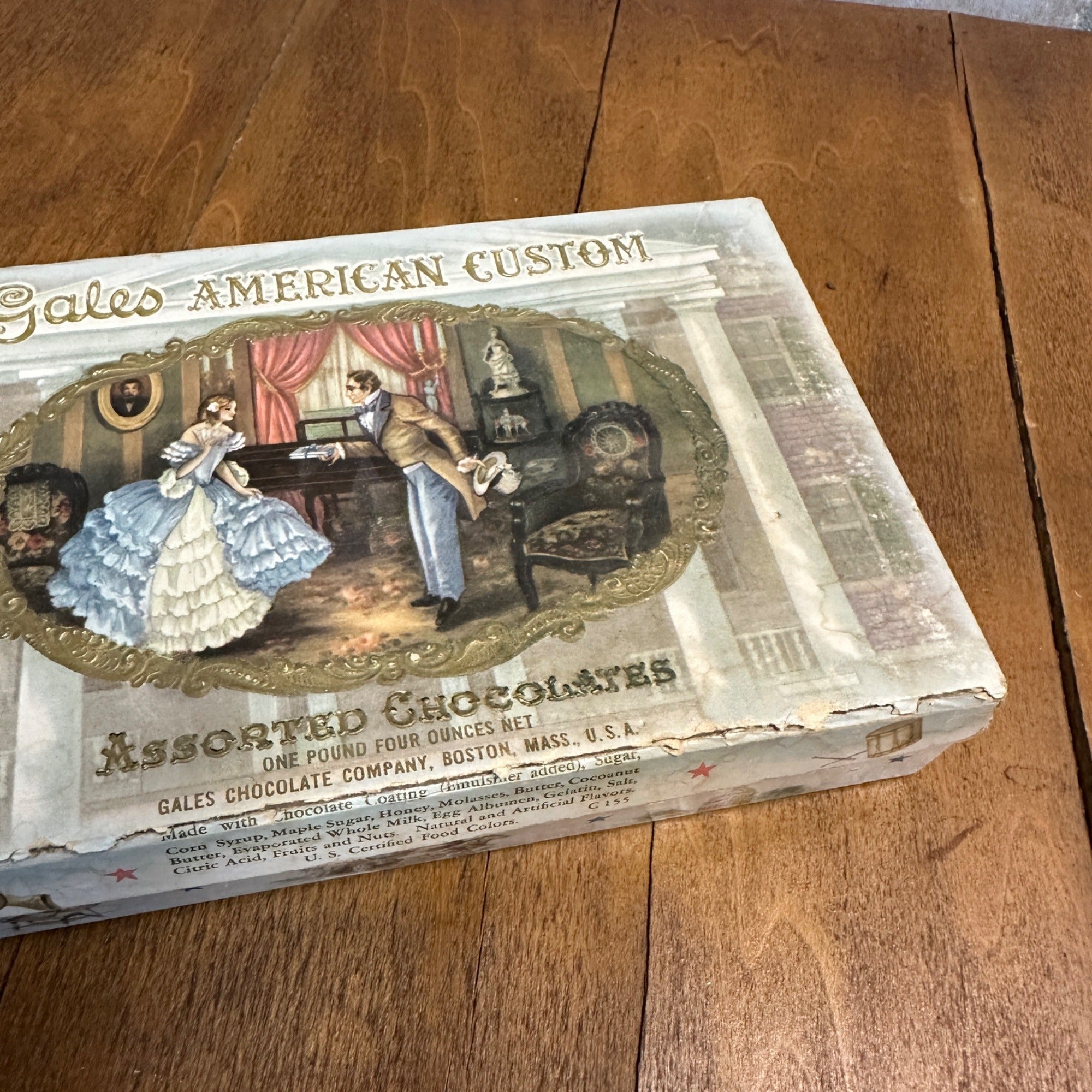 Vintage 1950s Gales American Custom Assorted Chocolates Advertising Box Boston