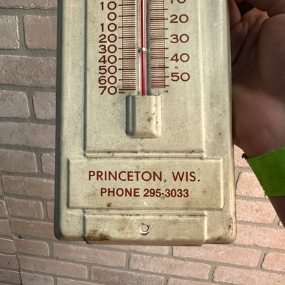 Vintage Community Savings Bank Advertisiong Metal Thermometer Sign Princeton Wis Wisconsin