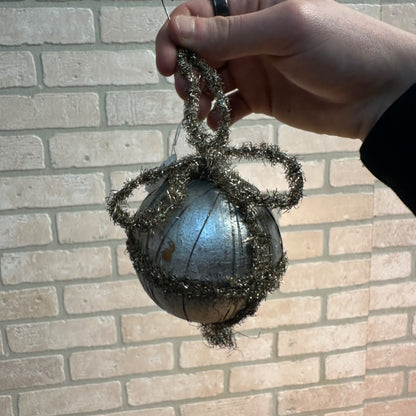 Vintage Christmas Tinsel Star Scrap Victorian Christmas Ornament  Silver Ball