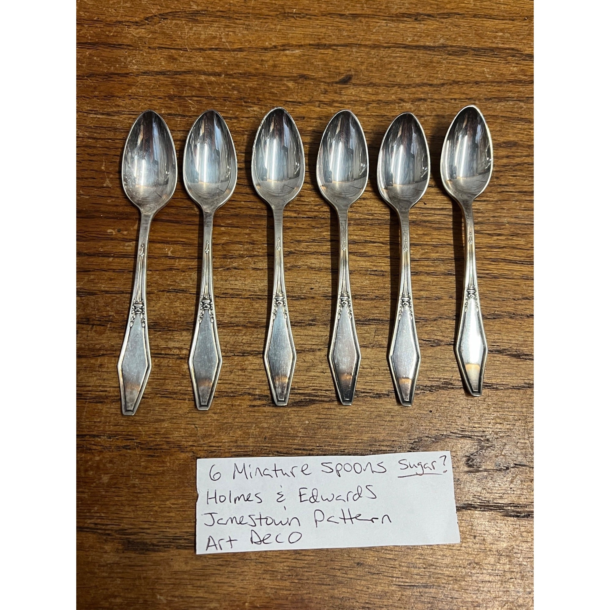 Vintage Silverplate Holmes & Edwards "Jamestown" Mini Spoons (6) Sugar or Salt