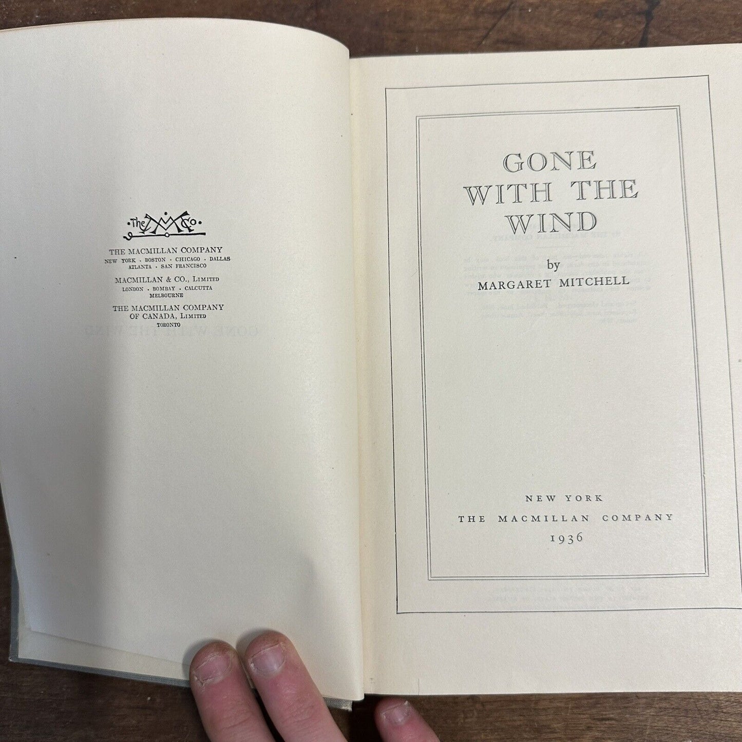 Gone with the Wind by Margaret Mitchell (August 1936) Hardcover Book MacMillan