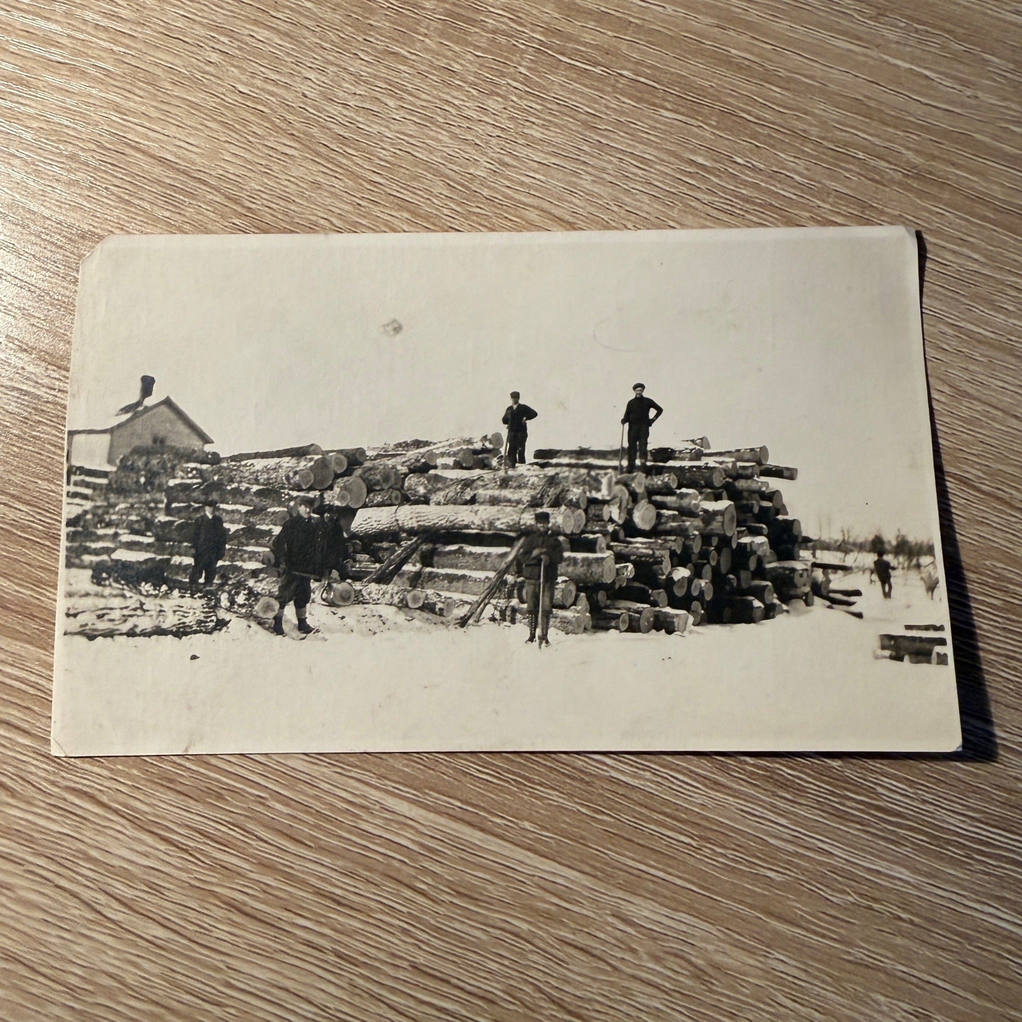 Photograph Men Logging Lumber Northern Wisconsin RPPC