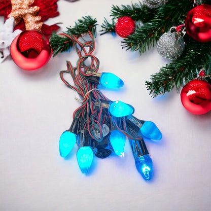 Vintage Gem Blue Christmas Tree Indoor Lights w/ Box WORKS