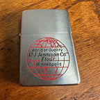 Vintage 1958 Zippo Lighter Brushed Chrome W.J. Jennison Co. Flour w/ Box Advertising