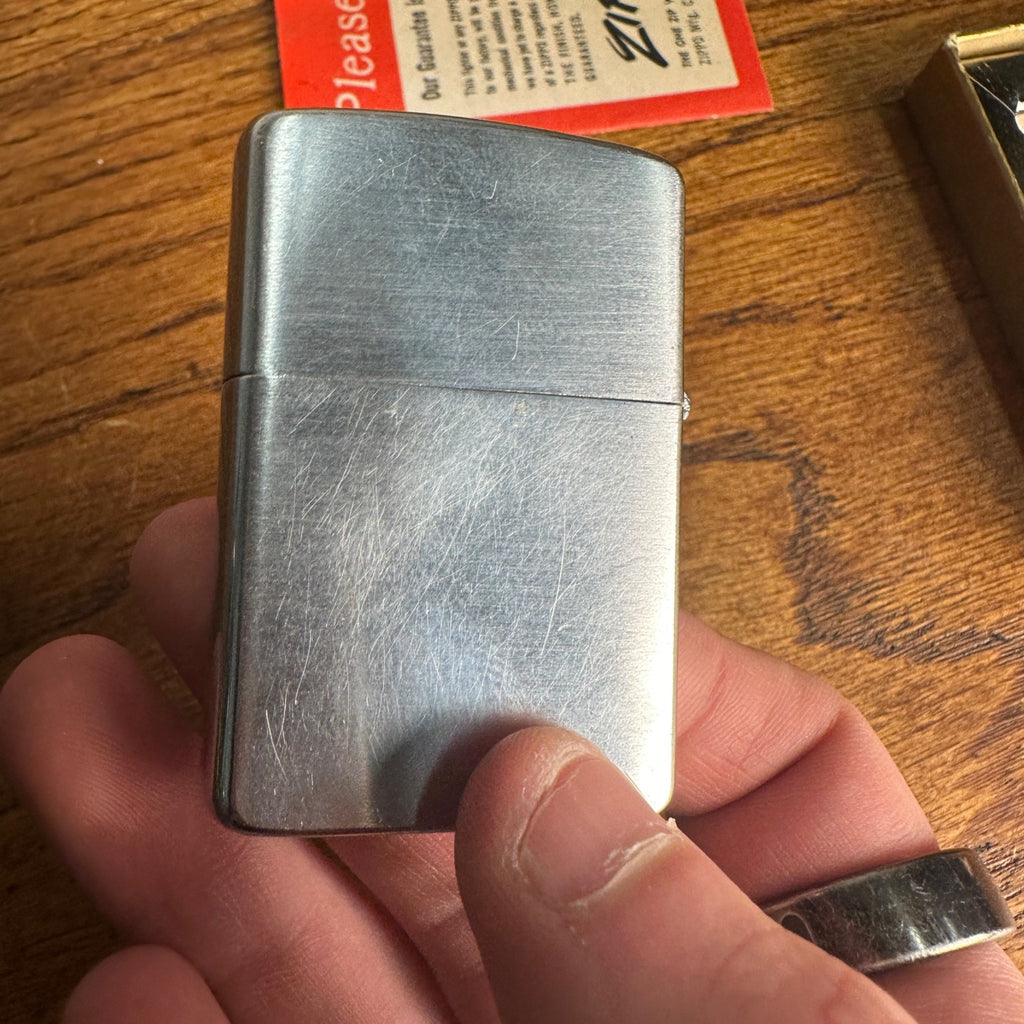 Vintage 1958 Zippo Lighter Brushed Chrome W.J. Jennison Co. Flour w/ Box Advertising