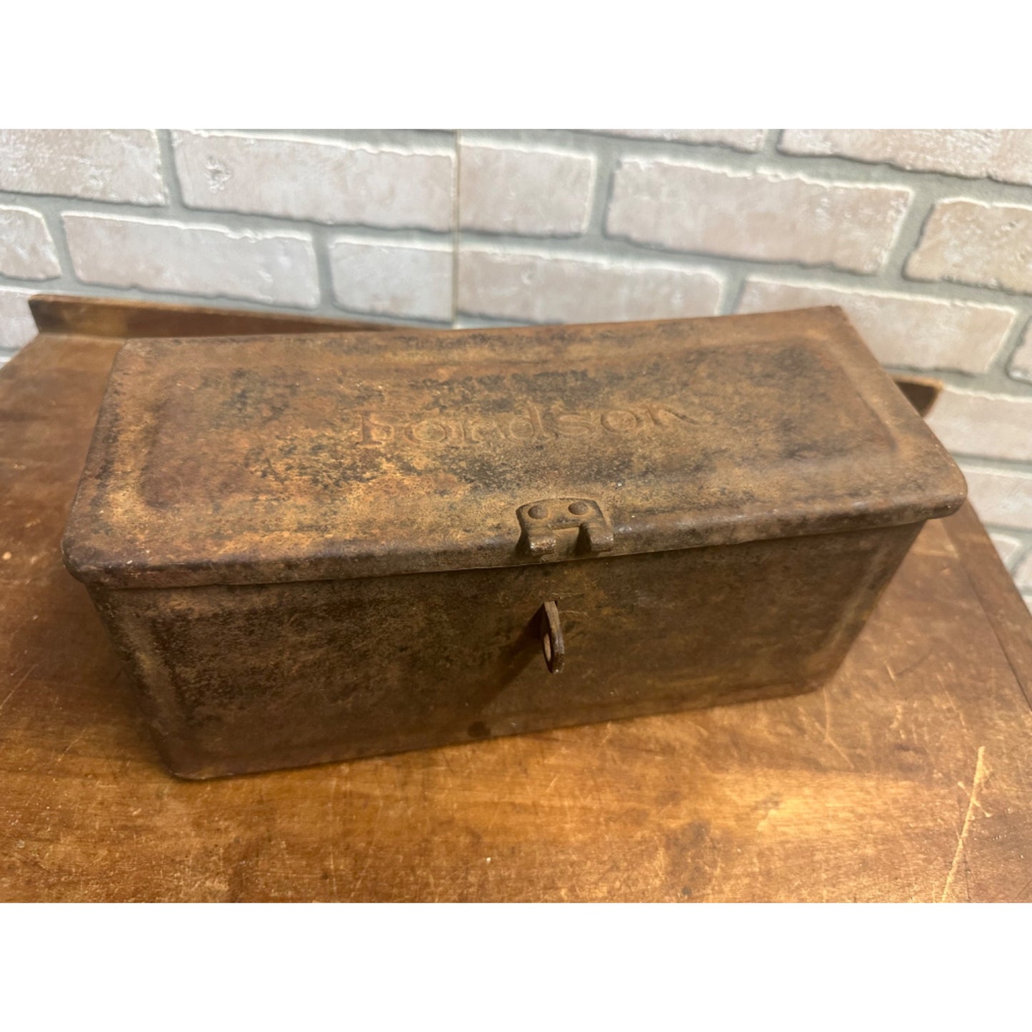 Antique Fordson Steel Embossed Tractor Storage Tool Box - NO Latch