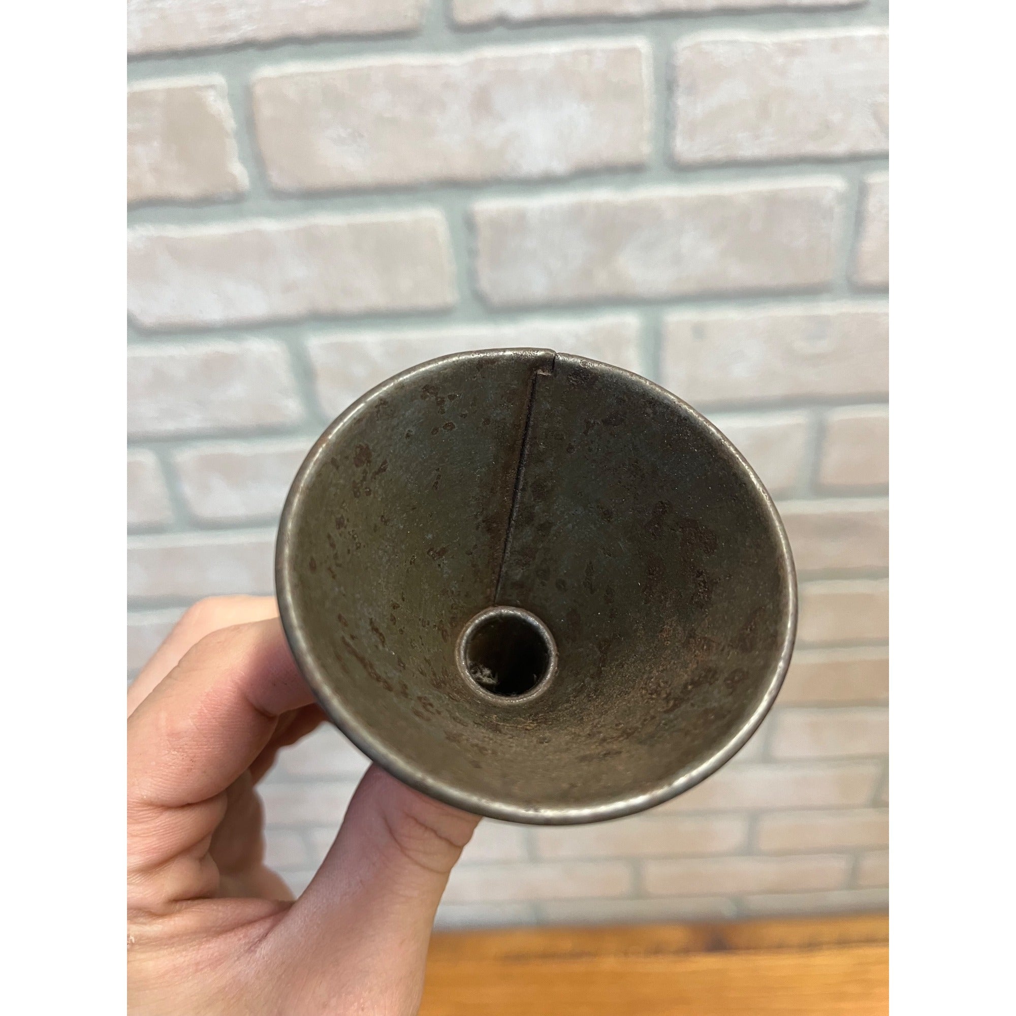 Antique Small Tin 2.75" Diameter Kitchen or Oil Funnel Primitive Decor