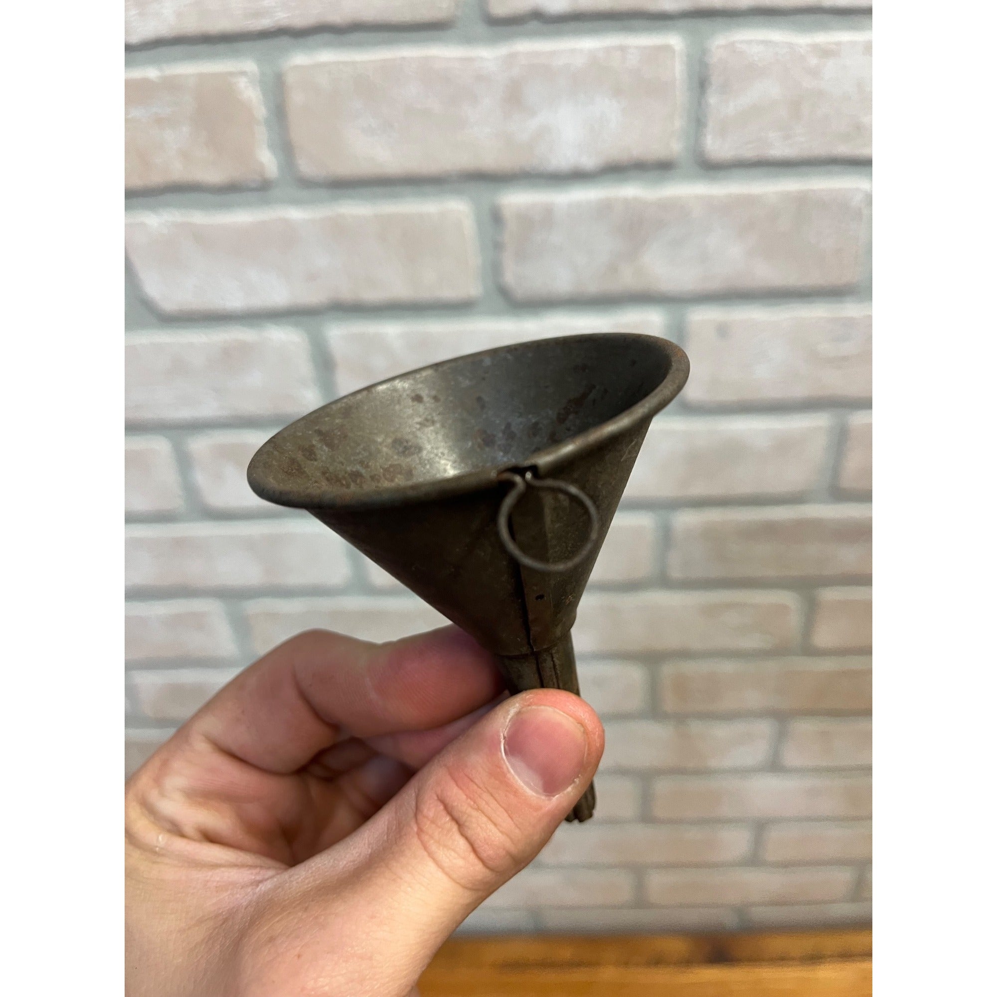 Antique Small Tin 2.75" Diameter Kitchen or Oil Funnel Primitive Decor