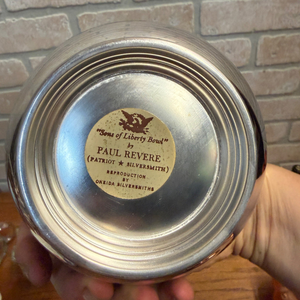 Vintage Reproduction Oneida "Sons of Liberty Bowl" by Paul Revere, Patriot & Silversmith Silverplate 6" Diameter