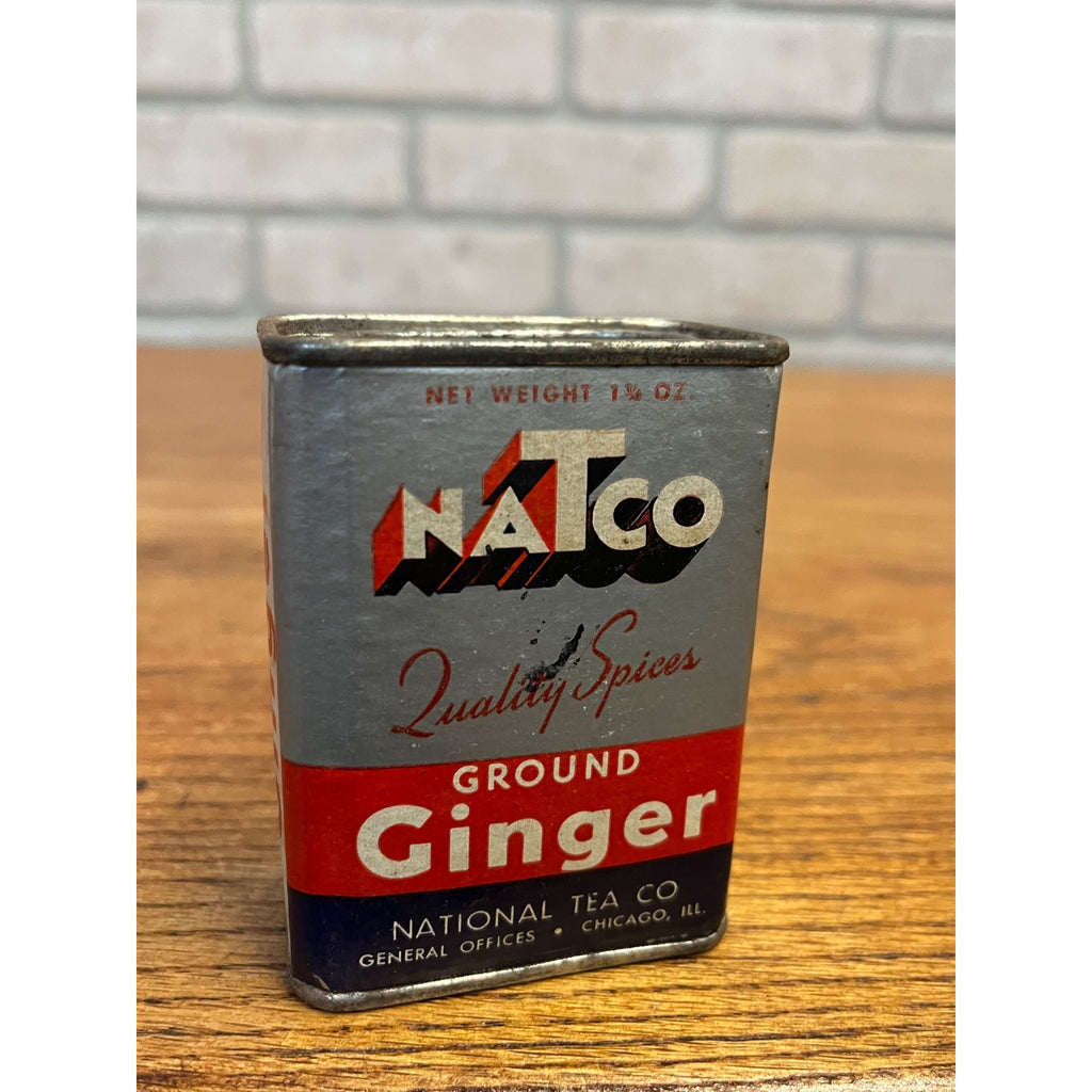 Vintage Natco Ground Ginger Spice Tin Advertising Can National Tea Co. Chicago, Illinois