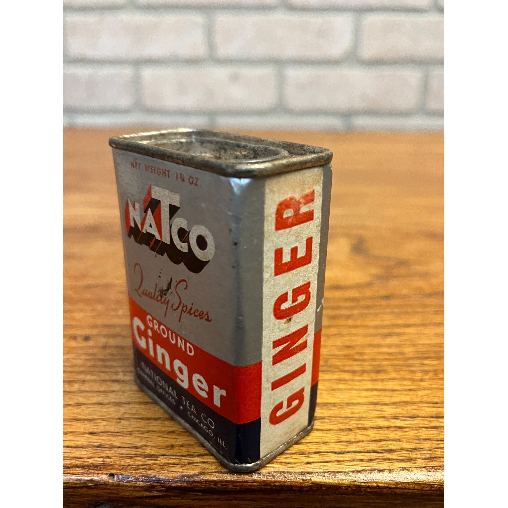 Vintage Natco Ground Ginger Spice Tin Advertising Can National Tea Co. Chicago, Illinois