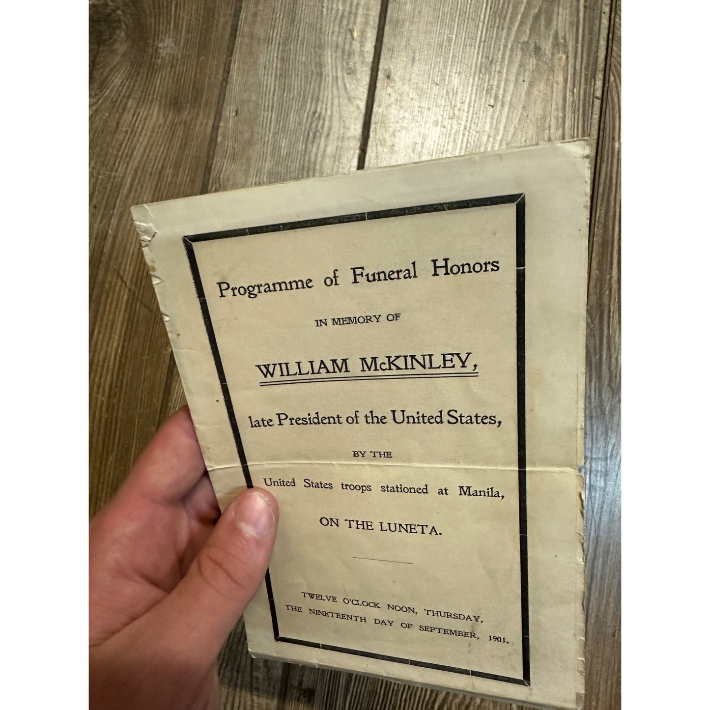 Original President William McKinley Funeral Program United States Troops Manila