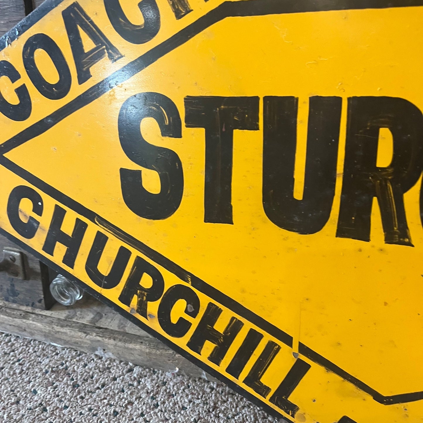 Vintage Sturgeon Coach Bus Service Churchill Ontario Canada Advertising Sign