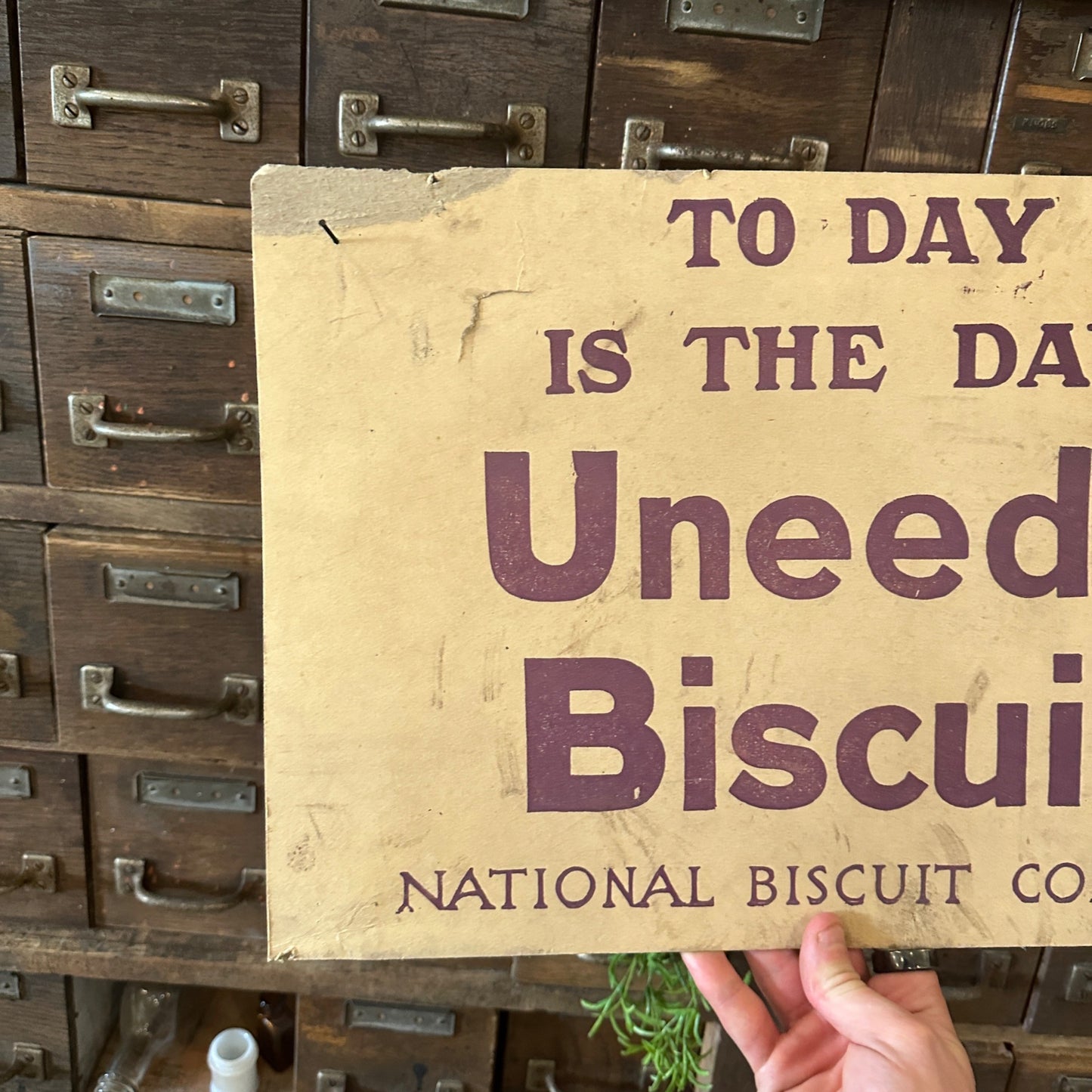 Vintage Uneeda Biscuit Advertising Cardboard Sign General Store Soda Cracker