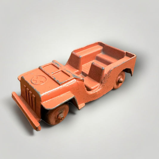 Vintage 1950s Orange US Army Willys Jeep Diecast Toy Excel Products - Brunswick NJ