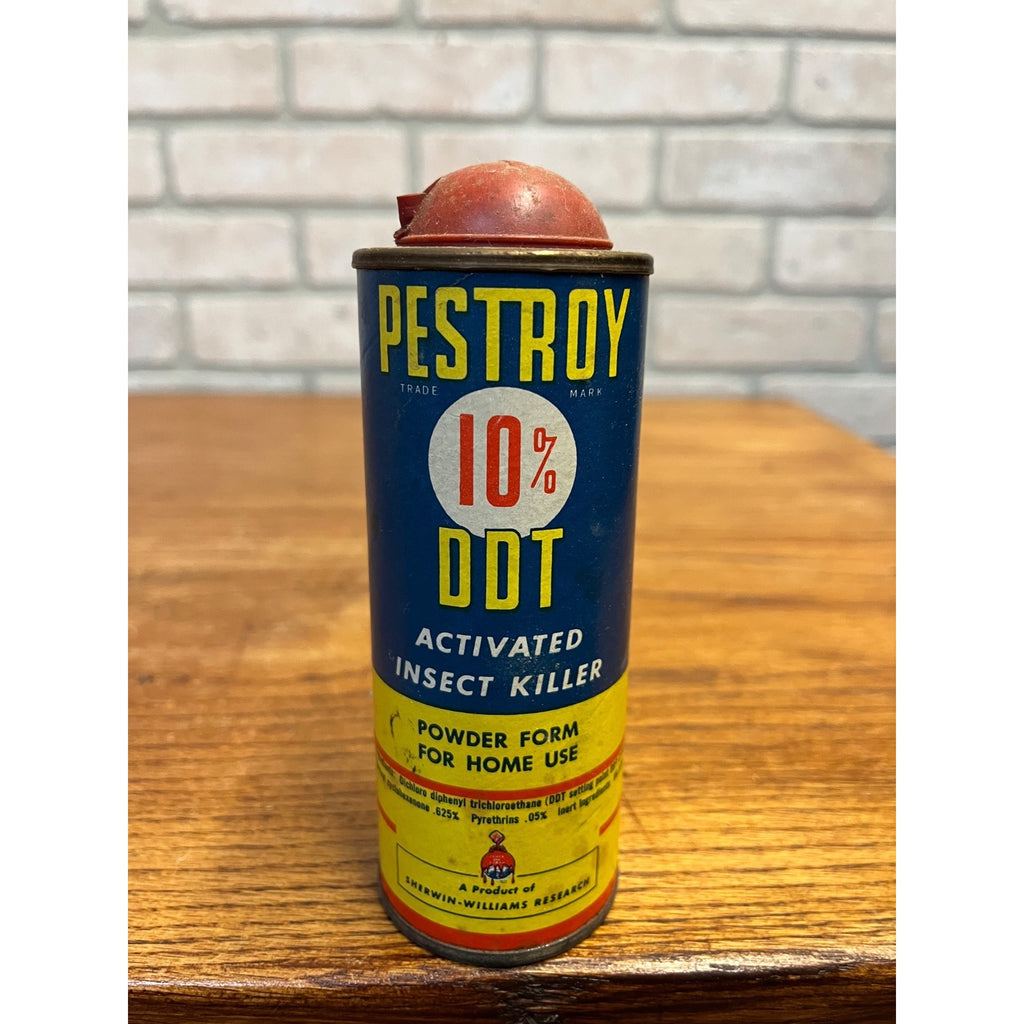 Vintage Pestroy 10% DDT Activated Insect Killer Tin Can Advertising Pesticide
