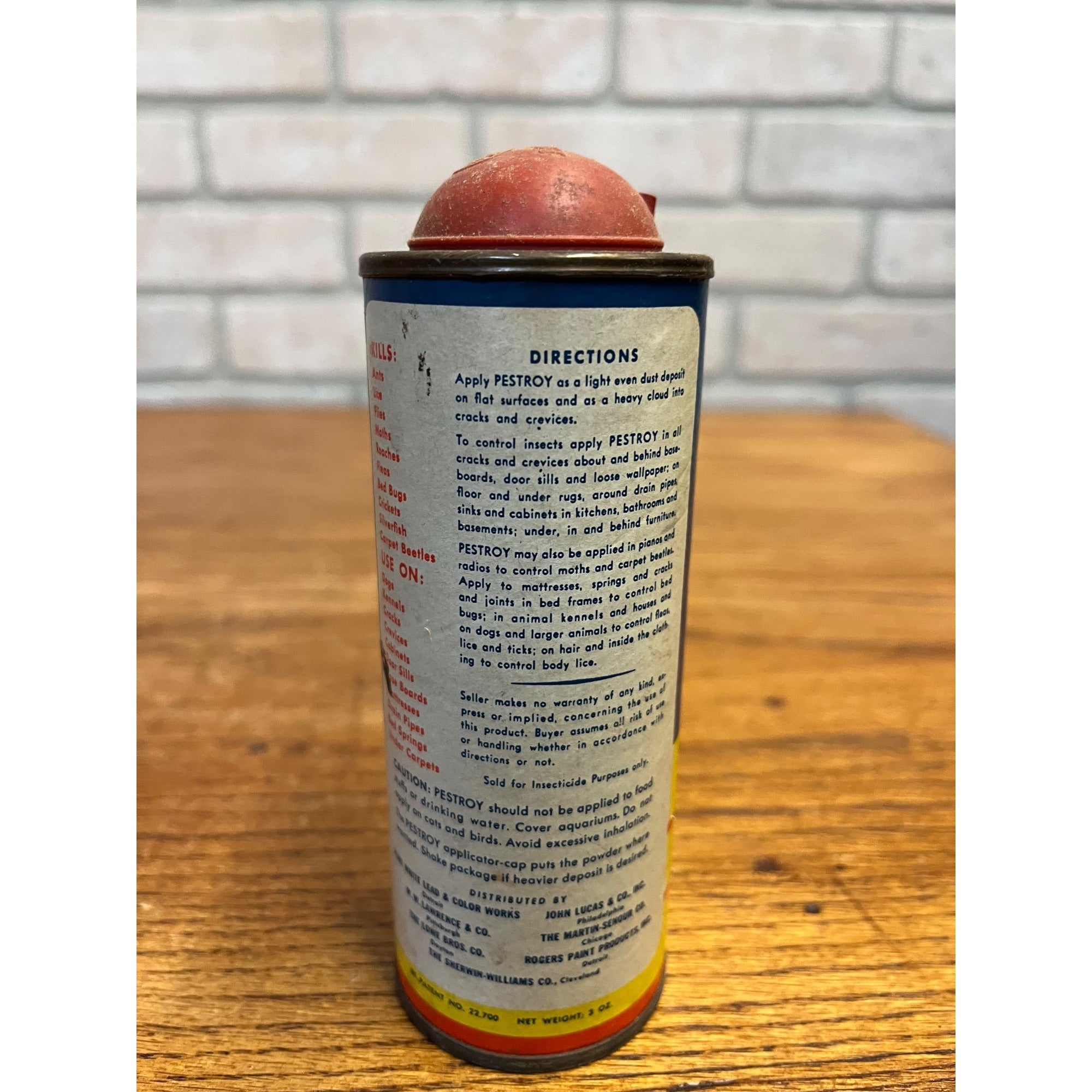 Vintage Pestroy 10% DDT Activated Insect Killer Tin Can Advertising Pesticide