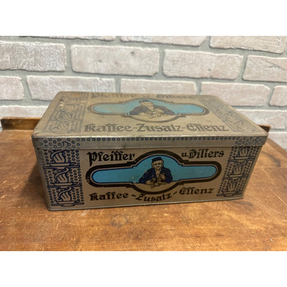 VINTAGE EARLY 1900S PFEIFFER U. DILLERS KAFFEE-ZULATZ-ELLENZ COFFEE TIN ADVERTISING