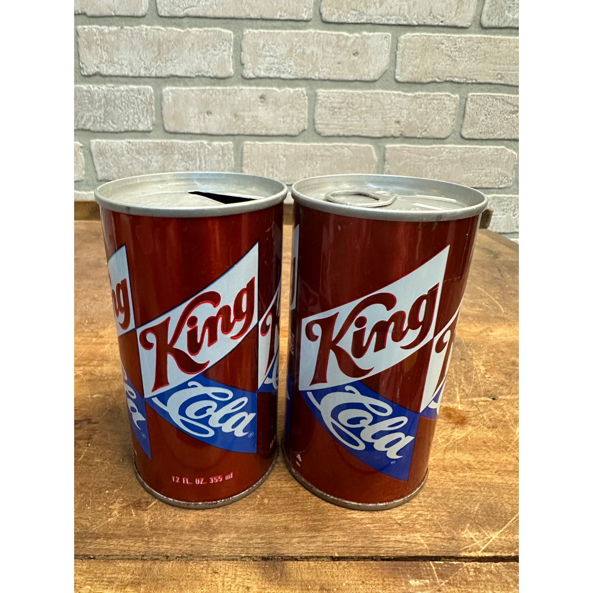 Vintage King Cola Lot (2) Straight Flat Top Steel Pull Tab Soda Cans Cleveland
