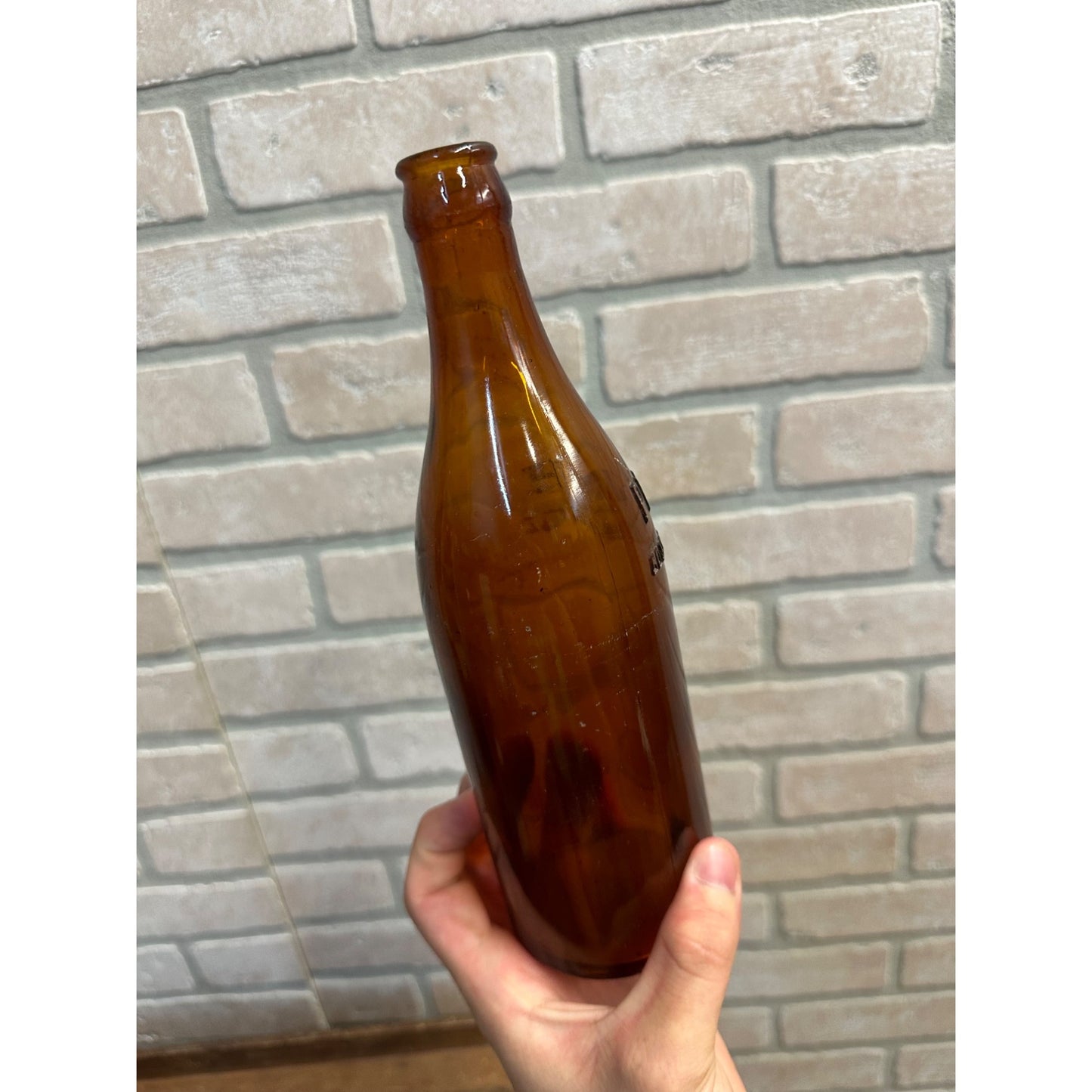 Vintage Plymouth Wis Brewing Co Amber Brown Beer Bottle 15oz Empty