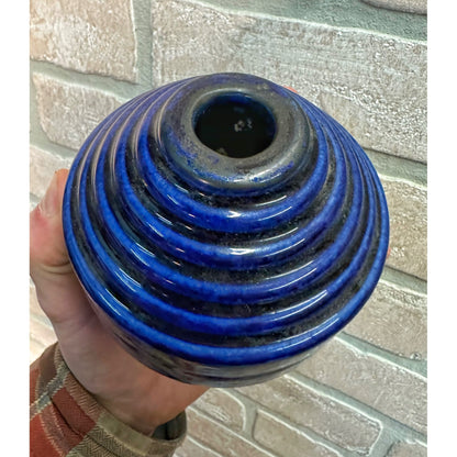 VTG LIGHTNING ROD BALL WEATHERVANE BALL COBALT BLUE CERAMIC POTTERY STAIRCASE