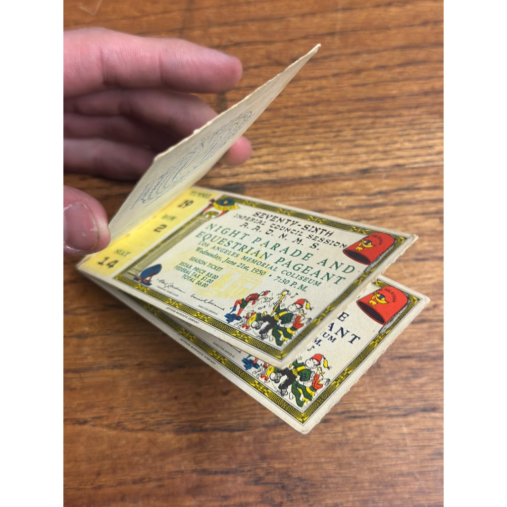 1950 76th IMPERIAL COUNCIL SESSION - LOS ANGELES Shrine Day Parade Ticket Stub