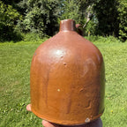 Antique 19th Century Light Brown Stoneware Jug With Handle Primitive Pottery 1800s