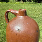 Antique 19th Century Light Brown Stoneware Jug With Handle Primitive Pottery 1800s