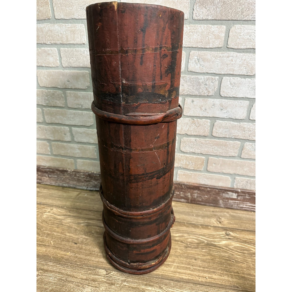 Antique Primitive 1800s Wooden Butter Churn Original Red Paint AAFA Early Farmhouse