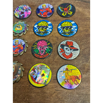 Vintage 1990s POGS Heavy Metal Milk Caps Slammers Holgraphic Stickers Lot